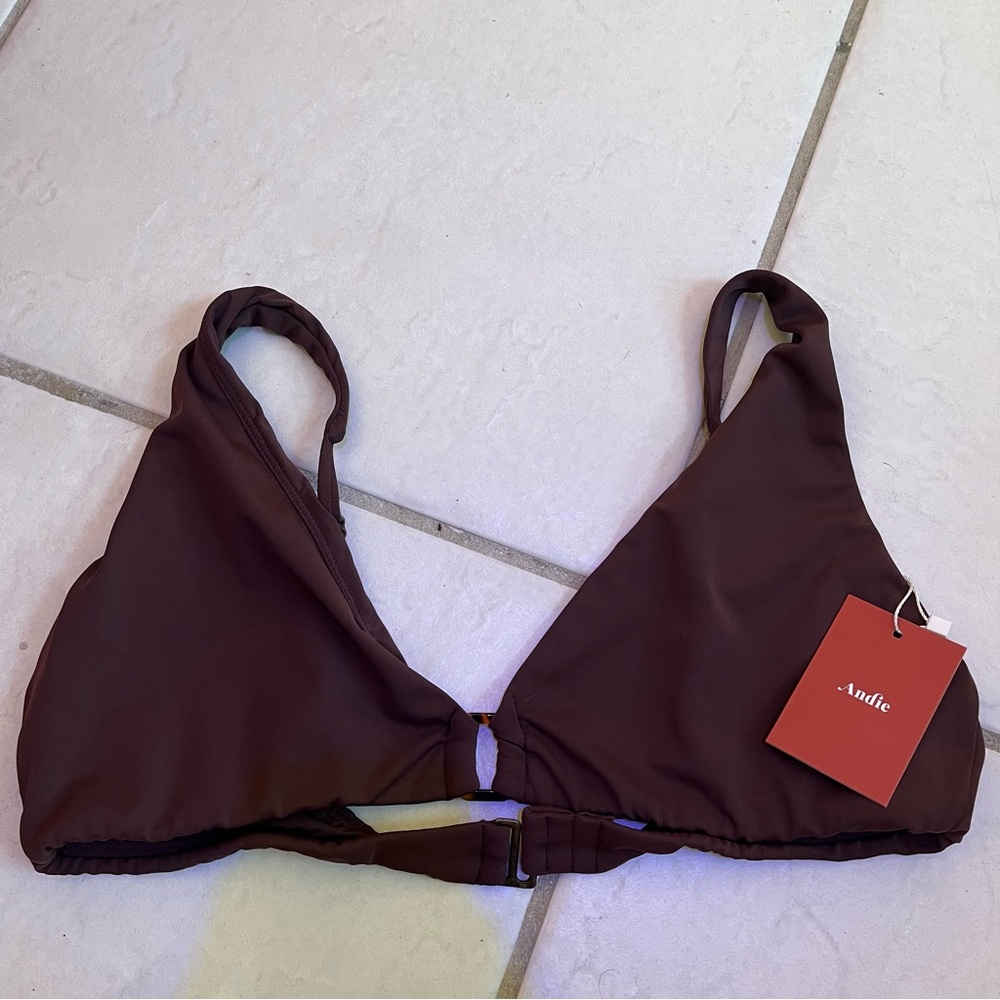 Andie Mauve Brown V-Neck Bikini Top - Picture 2 of 5